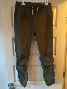 H&M Olive Green Ruched Drawstring Joggers